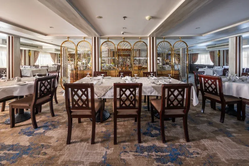 Chateau Lafayette Arabian-style restaurant with Nile views — rotating themed buffets Italian Mexican Arabian international cuisine 2026