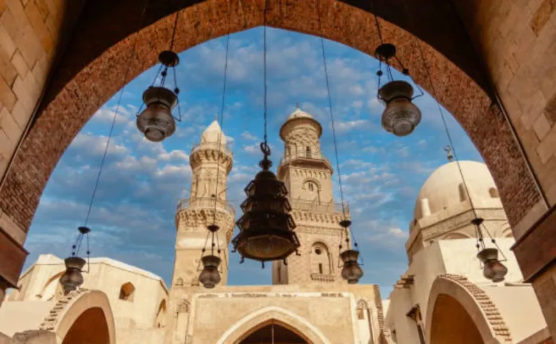 Mohamed Ali Mosque interior Citadel Cairo Egypt — alabaster walls Ottoman dome and hanging chandeliers Alabaster Mosque