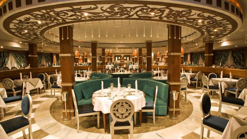 MS African Dreams Grand Select restaurant — two restaurants on board, full board included on Lake Nasser Grand Select cruise Aswan to Abu Simbel Egypt 2026