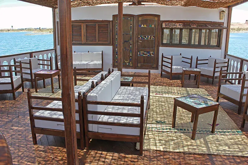 SAÏ Safari Boat upper deck cabin 14m² with private sundeck 10m² overlooking Lake Nasser — 2 of 6 cabins on the exclusive wooden safari boat Egypt winter 2026