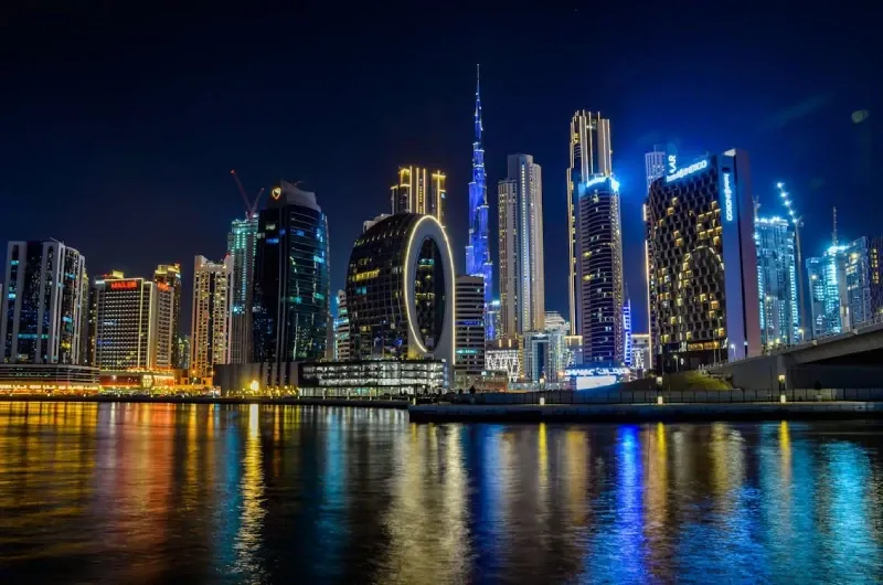 Egypt and Dubai package — Water Front City at Night- Dubai 