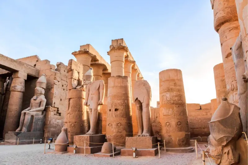 Luxor Temple Colonnade of Amenhotep III Egypt 2026 — 14 papyrus-flower columns 16 metres high processional corridor